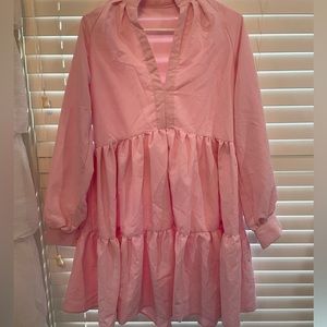 light pink fluff ruffle dress
